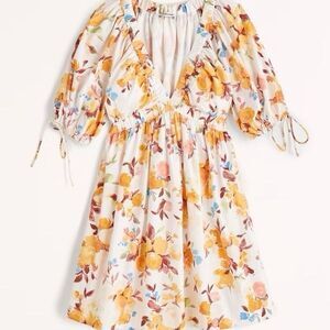 Abercrombie & Fitch puff sleeve babydoll mini dress in yellow floral Sz S